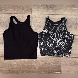 Tek Gear Girls Black and White Floral Tank Tops